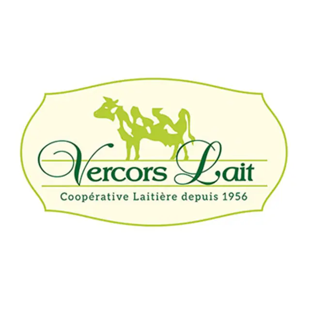 Logo of the Vercors Lait dairy cooperative featuring a stylized cow and the text 'Vercors Lait Coopérative Laitière depuis 1956'