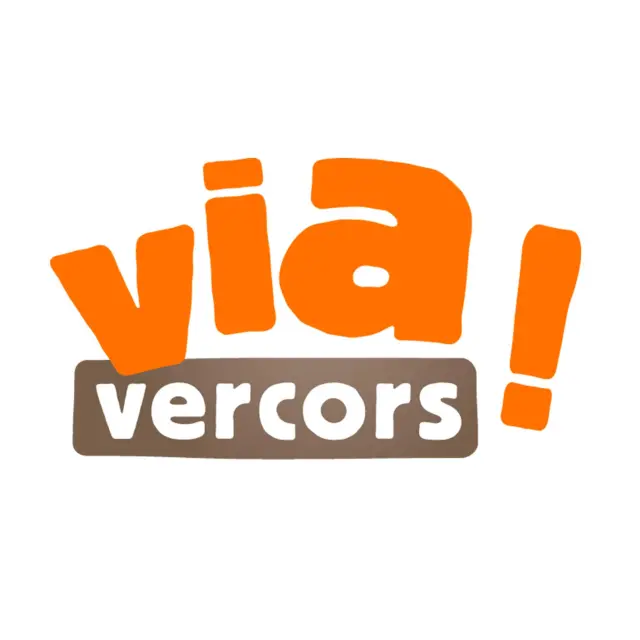 Via Vercors logo with 'via' in orange and 'vercors' in brown on a white background