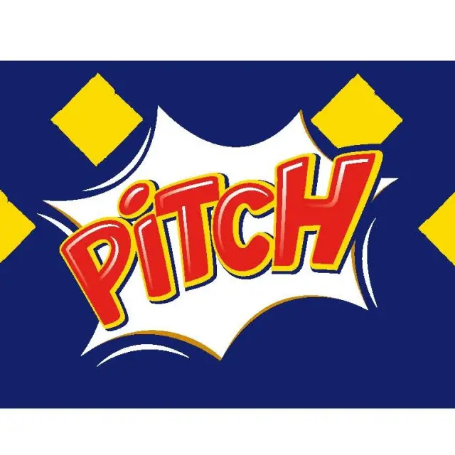 Patch logo with a stylized character in blue and yellow
