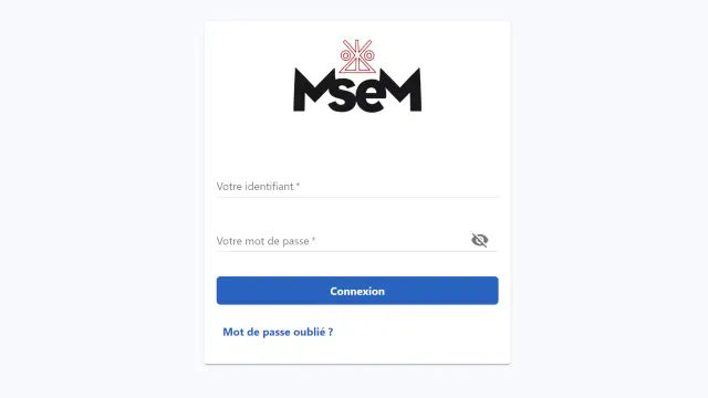 Login form with fields for username and password, and a connection button