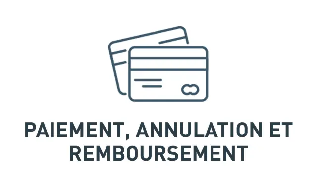 Icona che rappresenta una carta di credito e una moneta che simboleggiano il pagamento, l'annullamento e il rimborso