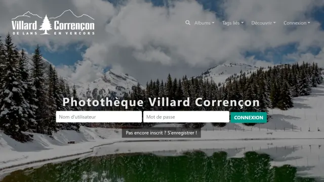 Login interface for Villard Corrençon photothèque with username and password fields
