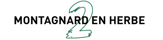 Logo stylisé de Montagnard en Herbe, avec une feuille verte et une montagne