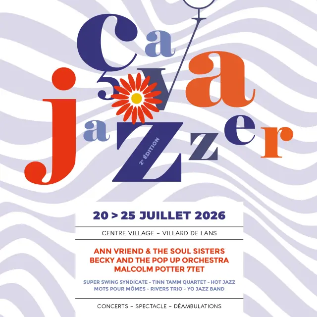 Affiche du festival Jazz à Villard-de-Lans 2026 avec les dates, artistes et lieux